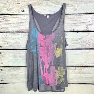 Hang Ten Gray Paint Splash Racerback Tank S